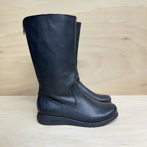 Børn Shoes - Born Womens Minnola Black Leather Knee High Riding Boots Back Zip Size 8.5